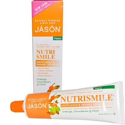 JASON NATURAL, NUTRISMILE, ANTIPLAQUE & ENAMEL DEFENSE, PASTE, ORANGE, CINNAMON & MINT, 4.2 OZ / 119g