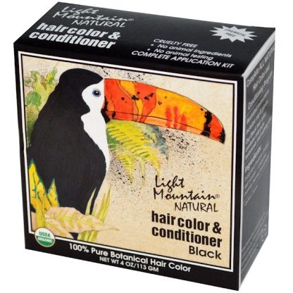 LIGHT MOUNTAIN, NATURAL HAIR COLOR & CONDITIONER, BLACK, 4 OZ / 113g