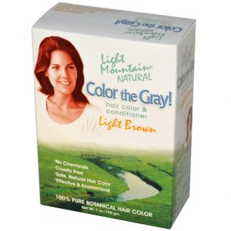LIGHT MOUNTAIN, COLOR THE GRAY!, NATURAL HAIR COLOR & CONDITIONER, LIGHT BROWN, 7 OZ / 197g
