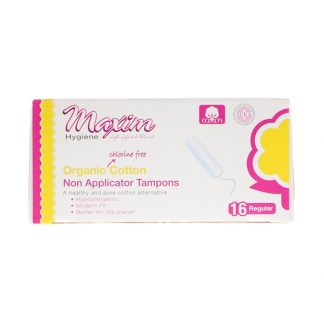 MAXIM HYGIENE PRODUCTS, ORGANIC COTTON, NON APPLICATOR TAMPONS, REGULAR, 16 TAMPONS