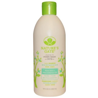 NATURE'S GATE, SHAMPOO, MOISTURIZING, VEGAN, ALOE VERA + MACADAMIA OIL, 18 FL OZ / 532ml