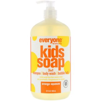 EO PRODUCTS, EVERYONE FOR EVERY BODY, KIDS SOAP, 3 IN 1, ORANGE SQUEEZE, 32 FL OZ / 946ml