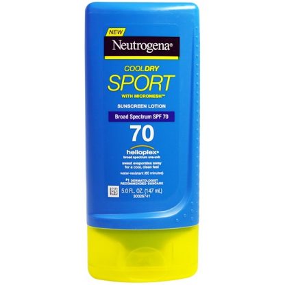 NEUTROGENA, COOLDRY SPORT, WITH MICROMESH, SUNSCREEN LOTION, SPF 70, 5.0 FL OZ / 147ml