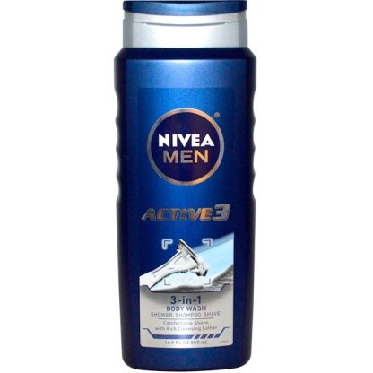 NIVEA, MEN, 3-IN-1 BODY WASH, ACTIVE 3, 16.9 FL OZ / 500ml