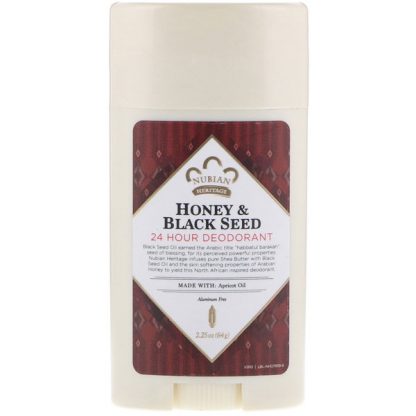 NUBIAN HERITAGE, 24 HOUR DEODORANT, HONEY & BLACK SEED, 2.25 OZ / 64g