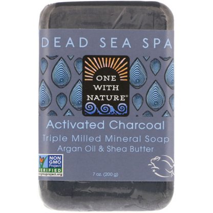 ONE WITH NATURE, TRIPLE MILLED MINERAL SOAP BAR, ACTIVATED CHARCOAL, 7 OZ / 200g