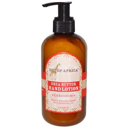 OUT OF AFRICA, SHEA BUTTER HAND LOTION, GERANIUM, 8 OZ / 240ml