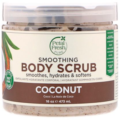 PETAL FRESH, PURE, SMOOTHING BODY SCRUB, COCONUT, 16 OZ / 473ml