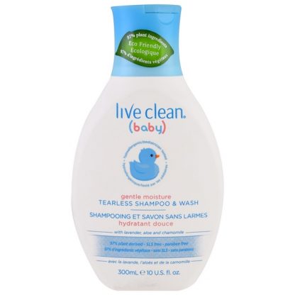 LIVE CLEAN, BABY, GENTLE MOISTURE, TEARLESS SHAMPOO & WASH, 10 FL OZ. (300ml