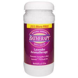 QUEEN HELENE, BATHERAPY, NATURAL MINERAL BATH SALTS, LAVENDER AROMATHERAPY, 20 OZ / 567g