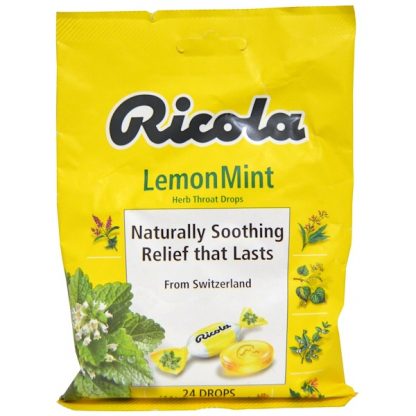 RICOLA, HERB THROAT DROPS, LEMON MINT, 24 DROPS