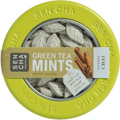 SENCHA NATURALS, GREEN TEA MINTS, BOMBAY CHAI, 1.2 OZ / 35g