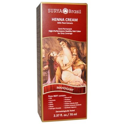 SURYA BRASIL, HENNA CREAM, HAIR COLOR AND CONDITION TREATMENT, MAHOGANY, 2.37 FL OZ / 70ml