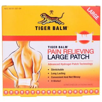 TIGER BALM, PAIN RELIEVING PATCH, LARGE, 4 PATCHES (8 X 4 IN. EACH)