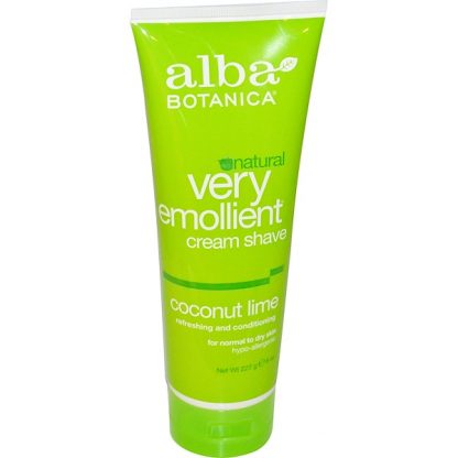 ALBA BOTANICA, NATURAL VERY EMOLLIENT, CREAM SHAVE, COCONUT LIME, 8 OZ / 227g