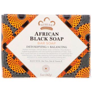 NUBIAN HERITAGE, AFRICAN BLACK BAR SOAP, 5 OZ / 142g