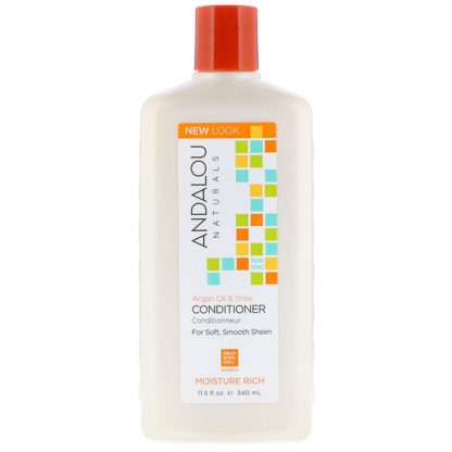 ANDALOU NATURALS, CONDITIONER, MOISTURE RICH, FOR SOFT, SMOOTH SHEEN, ARGAN OIL & SHEA, 11.5 FL OZ / 340ml