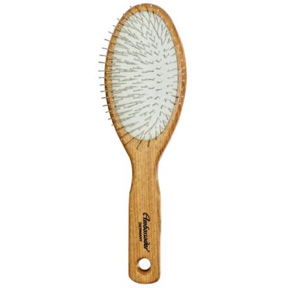 FUCHS BRUSHES, AMBASSADOR HAIRBRUSHES, WOODEN, LARGE, OVAL/STEEL PINS, 1 HAIR BRUSH