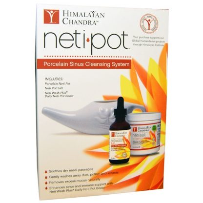 HIMALAYAN INSTITUTE, NETI POT, PORCELAIN SINUS CLEANSING SYSTEM, 3 PIECE KIT