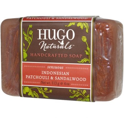 HUGO NATURALS, HANDCRAFTED SOAP, INDONESIAN PATCHOULI & SANDALWOOD, 4 OZ / 113g