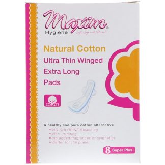 MAXIM HYGIENE PRODUCTS, ULTRA THIN WINGED EXTRA LONG PADS, SUPER PLUS, 8 PADS