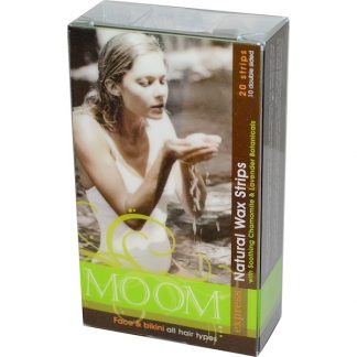 MOOM, NATURAL WAX STRIPS, WITH SOOTHING CHAMOMILE & LAVENDER BOTANICALS, 20 STRIPS