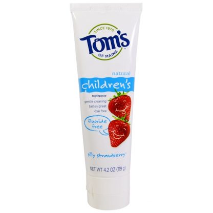 TOM'S OF MAINE, CHILDREN'S TOOTHPASTE, FLUORIDE-FREE, SILLY STRAWBERRY, 4.2 OZ / 119g