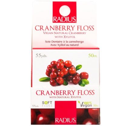 RADIUS, VEGAN XYLITOL CRANBERRY FLOSS, 55 YDS (50 M)