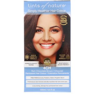 TINTS OF NATURE, PERMANENT HAIR COLOR, RICH CHOCOLATE BROWN, 4CH, 4.4 FL OZ / 130ml