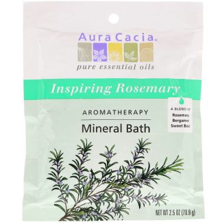 AURA CACIA, AROMATHERAPY MINERAL BATH, INSPIRING ROSEMARY, 2.5 OZ / 70.9g