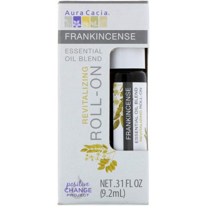 AURA CACIA, ESSENTIAL OIL BLEND, REVITALIZING ROLL-ON, FRANKINCENSE, .31 FL OZ / 9.2ml