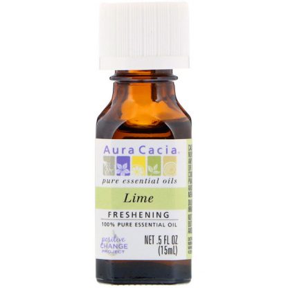 AURA CACIA, 100% PURE ESSENTIAL OIL, LIME, .5 FL OZ / 15ml