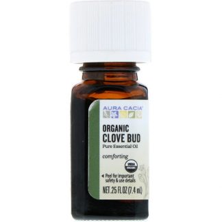 AURA CACIA, PURE ESSENTIAL OIL, ORGANIC CLOVE BUD, 0.25 FL OZ / 7.4ml