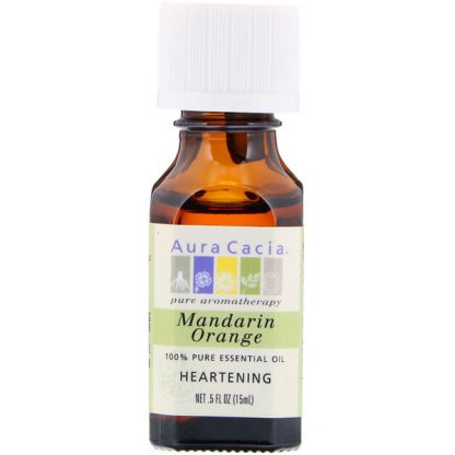 AURA CACIA, 100% PURE ESSENTIAL OIL, MANDARIN ORANGE, HEARTENING, .5 OZ / 15ml