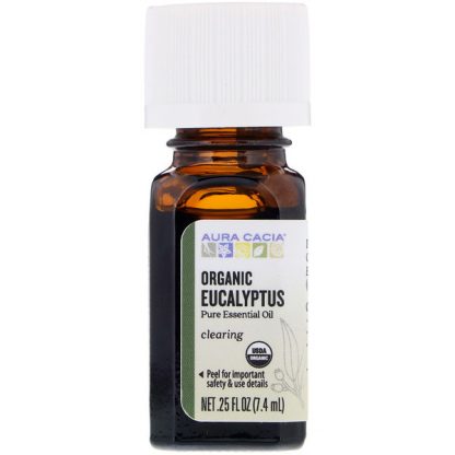 AURA CACIA, PURE ESSENTIAL OIL, ORGANIC EUCALYPTUS, 0.25 FL OZ / 7.4ml