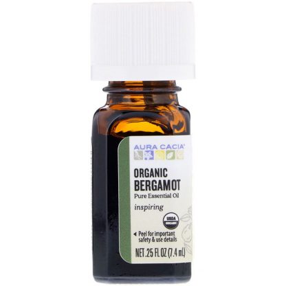 AURA CACIA, PURE ESSENTIAL OIL, ORGANIC BERGAMOT, .25 FL OZ / 7.4ml