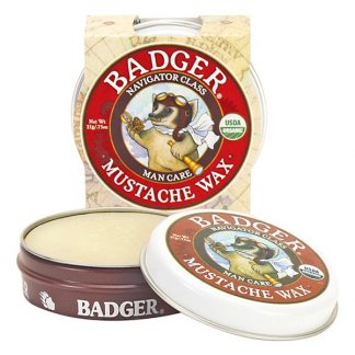 BADGER COMPANY, ORGANIC MUSTACHE WAX, MAN CARE, .75 OZ / 21g