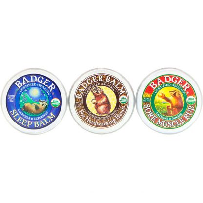 BADGER COMPANY, ORGANIC, BADGER BALM SAMPLER, 3 PACK SET - .75 OZ / 21g EACH