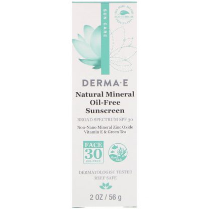 DERMA E, NATURAL MINERAL OIL-FREE SUNSCREEN, SPF 30, 2 OZ / 56g