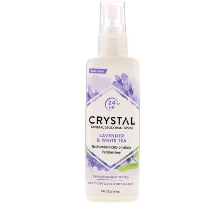 CRYSTAL BODY DEODORANT, MINERAL DEODORANT SPRAY, LAVENDER & WHITE TEA, 4 FL OZ / 118ml