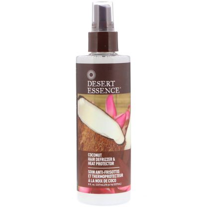 DESERT ESSENCE, COCONUT HAIR DEFRIZZER & HEAT PROTECTOR, 8.5 FL OZ / 237ml