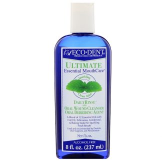 ECO-DENT, ULTIMATE ESSENTIAL MOUTHCARE, DAILY RINSE & ORAL WOUND CLEANSER, SPARKLING CLEAN MINT, 8 FL OZ / 237ml