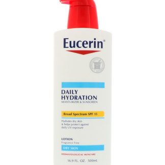 EUCERIN, LOTION, DAILY HYDRATION, DRY SKIN, SPF 15 SUNCREEN, FRAGRANCE FREE, 16.9 FL OZ / 500ml