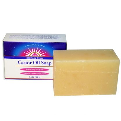 HERITAGE STORE, CASTOR OIL SOAP, MOISTURIZING BEAUTY BAR, 3.5 OZ / 100g