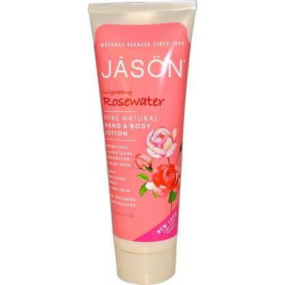 JASON NATURAL, HAND & BODY LOTION, ROSEWATER, 8 OZ / 227g