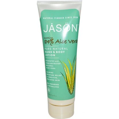 JASON NATURAL, PURE NATURAL HAND & BODY LOTION, SOOTHING 84% ALOE VERA, 8 OZ / 227g