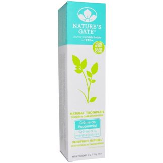 NATURE'S GATE, NATURAL TOOTHPASTE, FLOURIDE AND CARRAGEENAN FREE, CR?ME DE PEPPERMINT, 6 OZ / 170G)