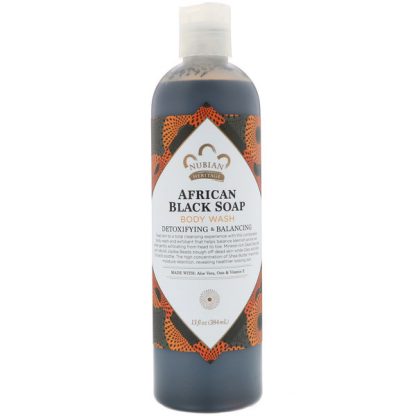 NUBIAN HERITAGE, BODY WASH, AFRICAN BLACK SOAP, 13 FL OZ / 384ml