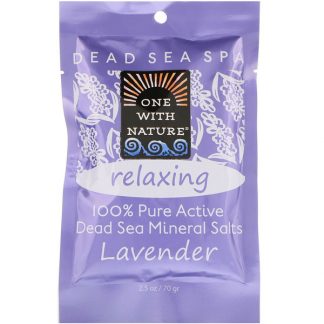 ONE WITH NATURE, DEAD SEA SPA, MINERAL SALTS, RELAXING, LAVENDER, 2.5 OZ / 70g