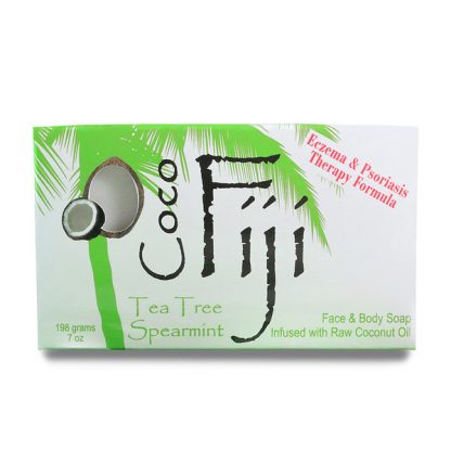 ORGANIC FIJI, ORGANIC FACE AND BODY COCONUT OIL SOAP BAR, TEA TREE SPEARMINT, 7 OZ / 198g